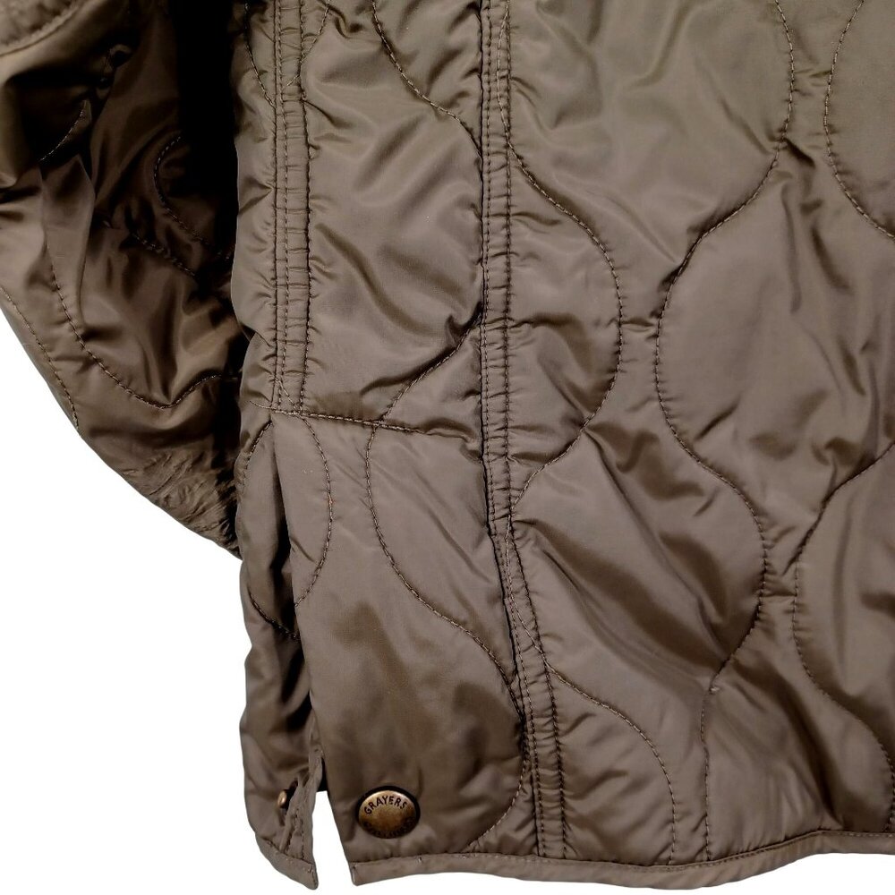 Chore Coat Grayers Andrew Quilted Jacket Mens Large Olive Green Corduroy Collar - Picture 14 of 16